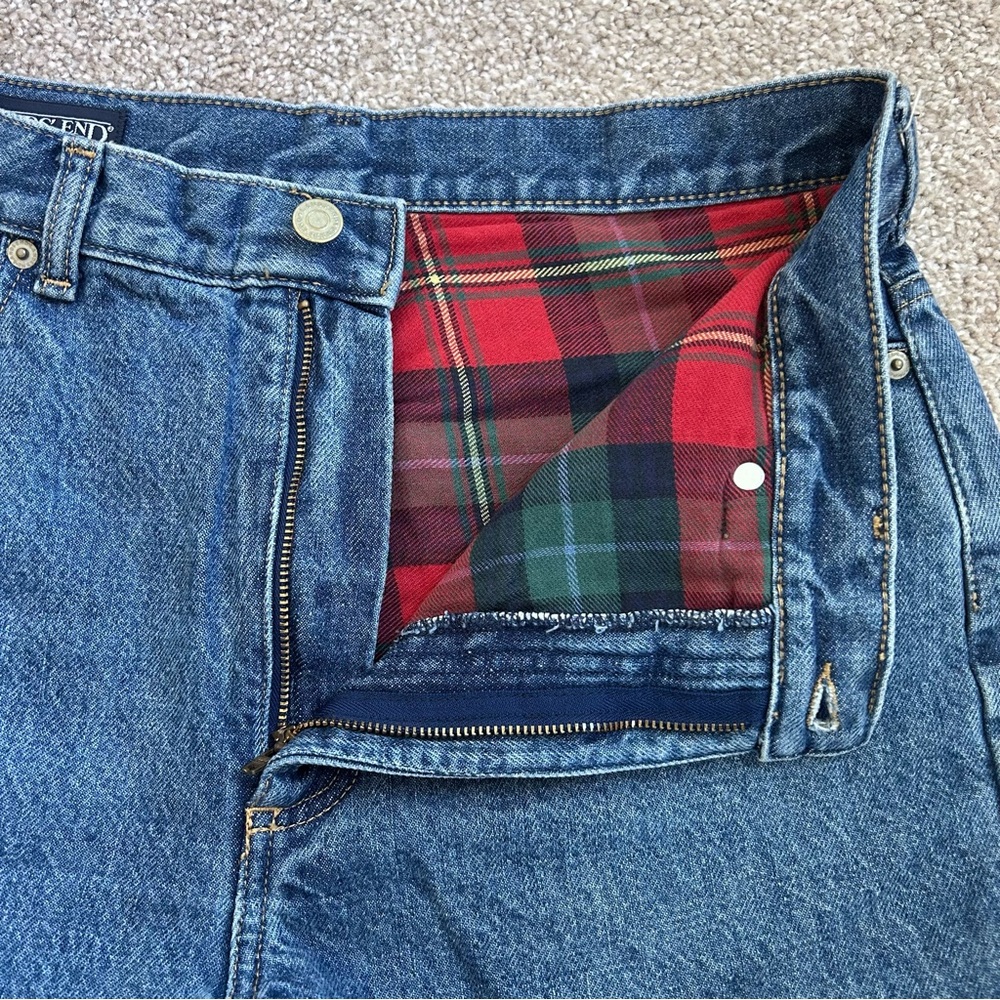 Vintage Lands' End Flannel Lined Jeans Women's 12 Reg High Waist Straight Leg - Picture 4 of 10